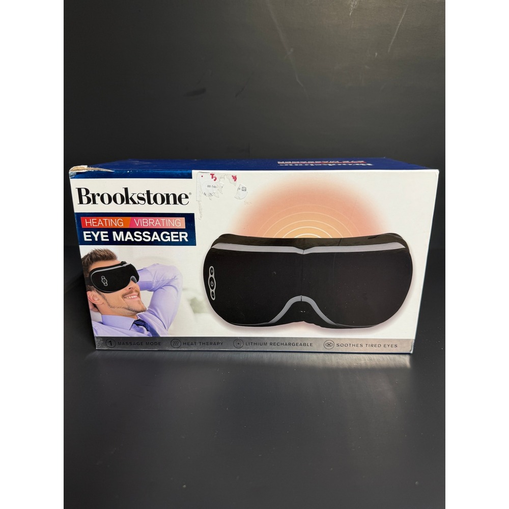 Brookstone Heating Vibrating Eye Massager Rechargeable Therapy‎ Open Box